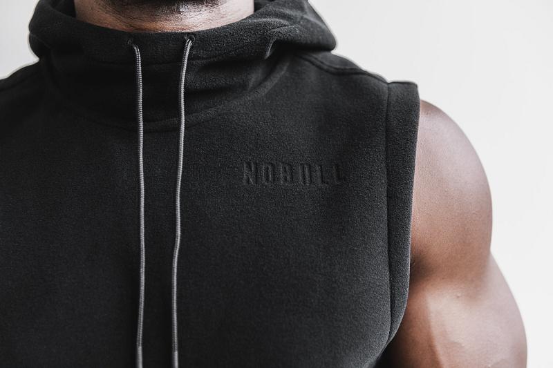 Black Nobull Arctic Sleeveless Pullover Men's Hoodie | CA Z1564U